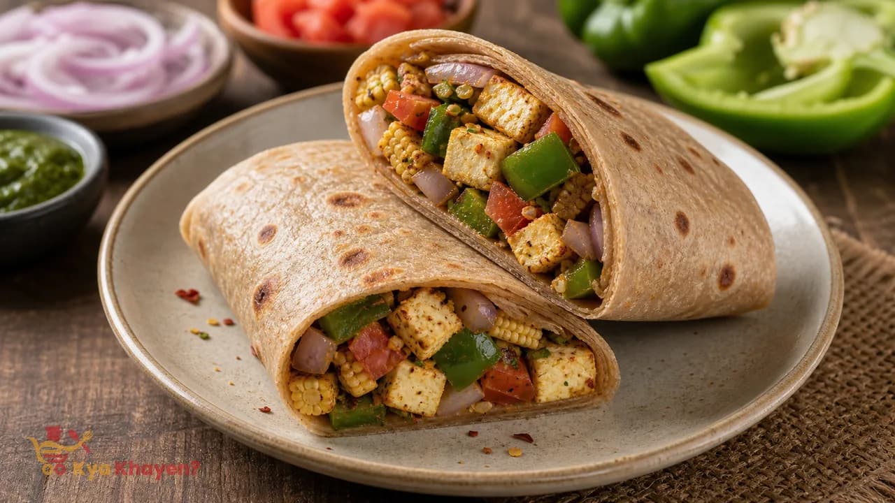 Paneer and Capsicum Whole Wheat Wrap
